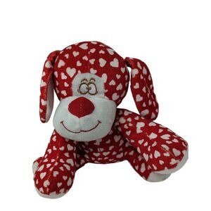 National Entertainment Network Red Dog Puppy Heart Stuffed Animal Soft Toy 10"